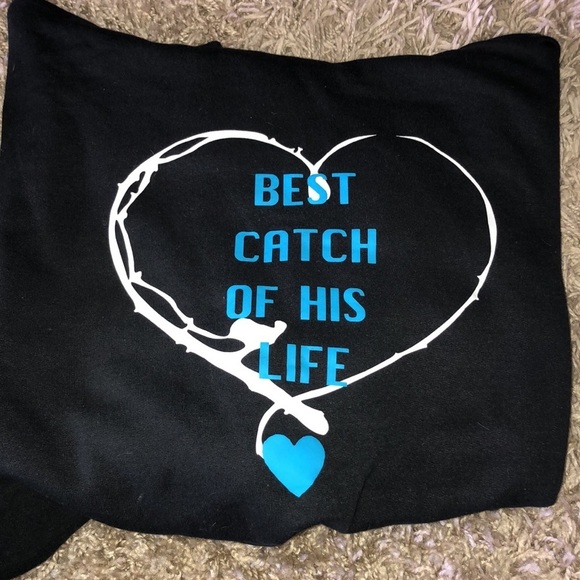 Fishing couples sweatshirt custom made outdoor couples tops size medium blue​​​ - Picture 2 of 5